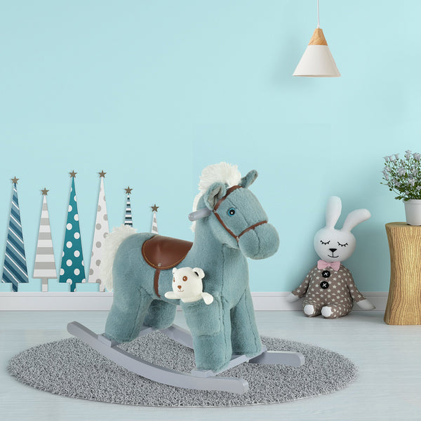 Kids Plush Ride-On Rocking Horse Rocker Plush Toy W/ Sounds for 18-36 Months