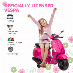 Vespa Licensed 12V Ride on Motorcycle W/ Music, Headlight, FM Radio
