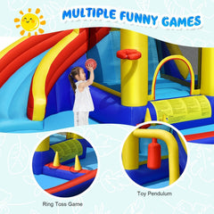 COSTWAY Inflatable Kids Water Slide Wet Dry Bouncy Castle Center W/680W Blower