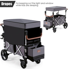 Push Pull Stroller Wagon with Adjustable Handle Bar