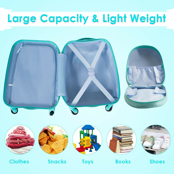 2 Pieces Kids Luggage Set with 4 Casters and Retractable Handle