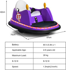 Kids Ride-On Bumper Car with Colorful Flashing Lights and Music