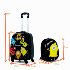 2 Pieces Kids Luggage Set with 4 Casters and Retractable Handle