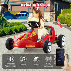 12V Kids Electric Go Kart with Remote and 3 Speeds and Lights