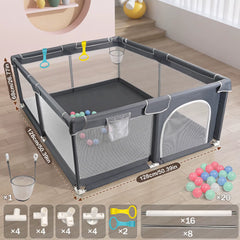 Baby Playpen 128×128×68 Cm with Anti-Collision Foam, Baby Fence with Breathable Mesh Indoor Outdoor Play Yard for Babies and Tod