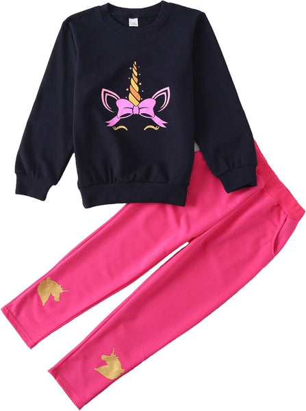Cute Girls Clothes Set Long Sleeve Sweatshirts and Pants 2 Piece Outfits Set 2-8T
