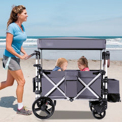Push Pull Stroller Wagon with Adjustable Handle Bar
