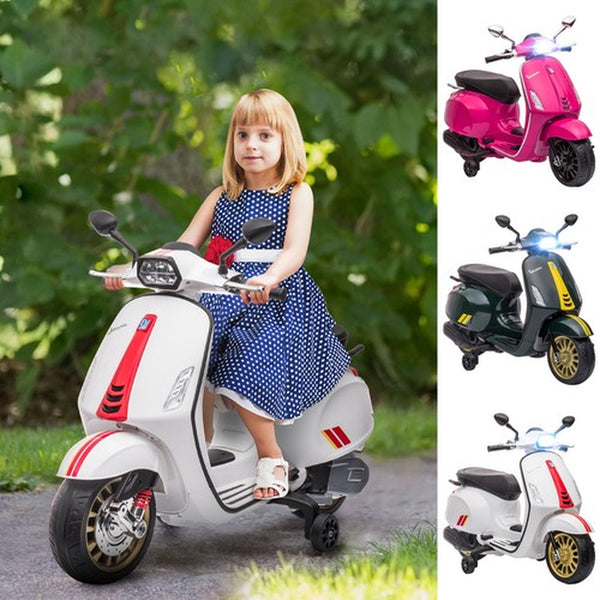 Vespa Licensed 12V Ride on Motorcycle W/ Music, Headlight, FM Radio