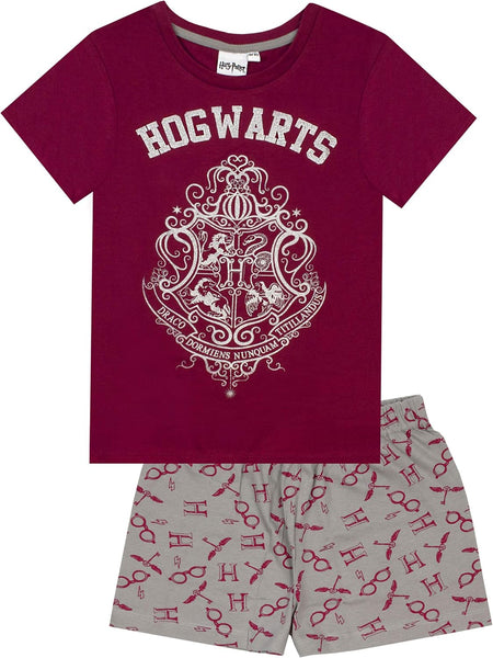 Pyjamas for Girls | Hogwarts Crest Glitter Print Long Leg Pyjamas | Magical Merchandise