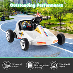 12V Kids Electric Go Kart with Remote and 3 Speeds and Lights