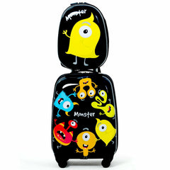 2 Pieces Kids Luggage Set with 4 Casters and Retractable Handle