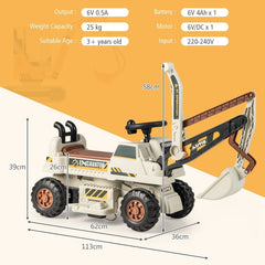 Kids Electric Ride on Digger 6V Battery Powered Construction Toy Car Excavator