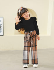 Toddler Girl Clothes,Girls Fashion Clothes Puff Sleeves Shirt Pants Headband 3Pcs Girls Gifts Sets
