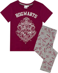 Pyjamas for Girls | Hogwarts Crest Glitter Print Long Leg Pyjamas | Magical Merchandise