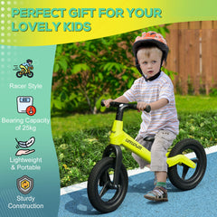 AIYAPLAY 12" Baby Balance Bike W/ Adjustable Seat and Handlebar - Green