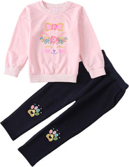 Cute Girls Clothes Set Long Sleeve Sweatshirts and Pants 2 Piece Outfits Set 2-8T