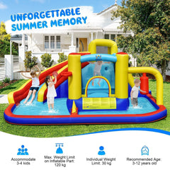 COSTWAY Inflatable Kids Water Slide Wet Dry Bouncy Castle Center W/680W Blower