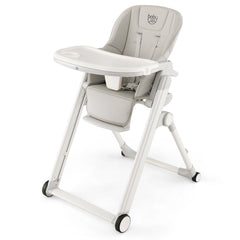 Foldable High Chair with Recline Backrest and Adjustable Height