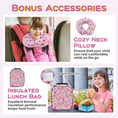 5 Piece Kids Luggage Set Carry-On Children Rolling Suitcase Set with Backpack