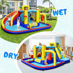 COSTWAY Inflatable Kids Water Slide Wet Dry Bouncy Castle Center W/680W Blower