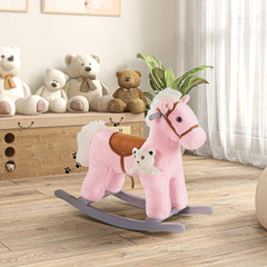 Kids Plush Ride-On Rocking Horse Rocker Plush Toy W/ Sounds for 18-36 Months