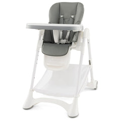 Baby High Chair with Detachable PU Cushion and Lockable Wheels