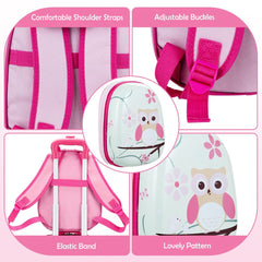 2 Pieces Kids Luggage Set with Carry-On Suitcase and Backpack-Owl