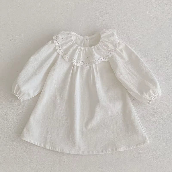 Sweet Kids Baby Girls Long Sleeve Flower Printing Princess Dress Autumn Baby Girls Doll Collar Dress Children Clothes Dress
