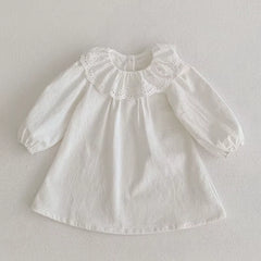 Sweet Kids Baby Girls Long Sleeve Flower Printing Princess Dress Autumn Baby Girls Doll Collar Dress Children Clothes Dress