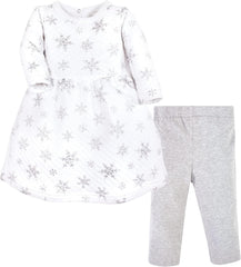 Baby Girls' Quilted Cotton Dress and Leggings Casual