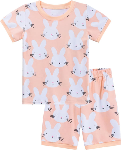 Girls Pyjamas Set Short Sleeve Unicorn Cotton Pjs Kids Sleepwear Toddler Tops T Shirts & Pants Summer Nightwear Age 1-7 Years