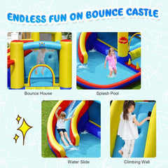 COSTWAY Inflatable Kids Water Slide Wet Dry Bouncy Castle Center W/680W Blower
