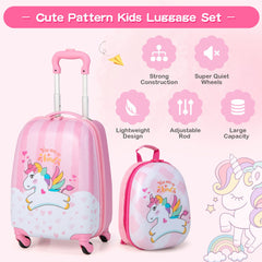 2 Piece Lightweight Child'S Luggage Set with Wheels