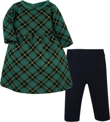 Baby Girls' Quilted Cotton Dress and Leggings Casual