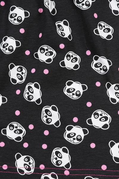 Girls Barely Awake Panda Short Pyjamas Black and White 7 to 16 Years