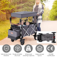 Push Pull Stroller Wagon with Adjustable Handle Bar