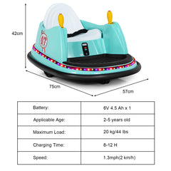 Kids Ride-On Bumper Car with Colorful Flashing Lights and Music