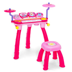 24 Keys Piano Keyboard Drum Set with Stool and Microphone for Kids