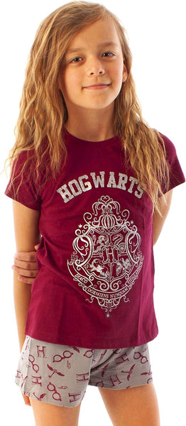 Pyjamas for Girls | Hogwarts Crest Glitter Print Long Leg Pyjamas | Magical Merchandise