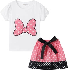 Girls Outfits Cute Cartoon Polka Dots Summer Holiday Clothes Sets