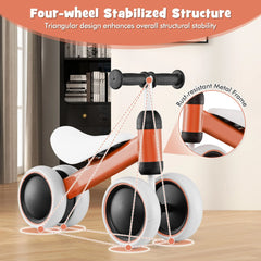No Pedal Baby 4 Wheels Balance Bike with Non-Slip Handlerbar