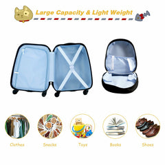 2 Pieces Kids Luggage Set with 4 Casters and Retractable Handle