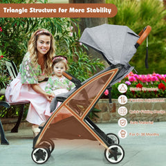 Folding Pushchair with Adjustable Backrest and Footrest
