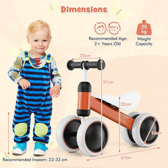 No Pedal Baby 4 Wheels Balance Bike with Non-Slip Handlerbar