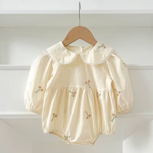 Spring Newborn Girls Romper Baby Clothes Baby Embroidered Flowers Romper Long Sleeve Jumpsuit Climb Clothes Baby Cotton Clothing