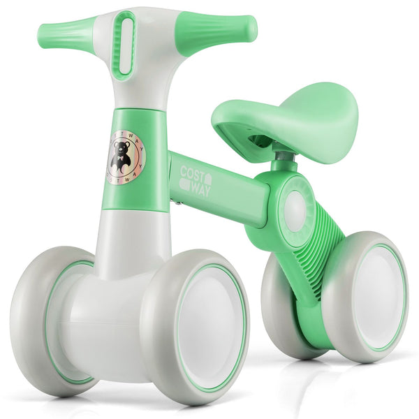 Cute Baby Balance Bike 4 Wheels with Steering Handlebars No Pedal