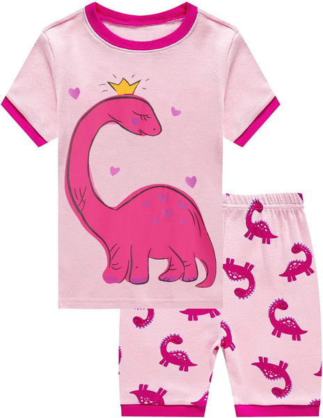 Girls Pyjamas Set Dinosaur Pjs Short Sleeve Toddler Unicorn Bunny Sleepwear Cotton Clothes Easter Gift 1-7 Years
