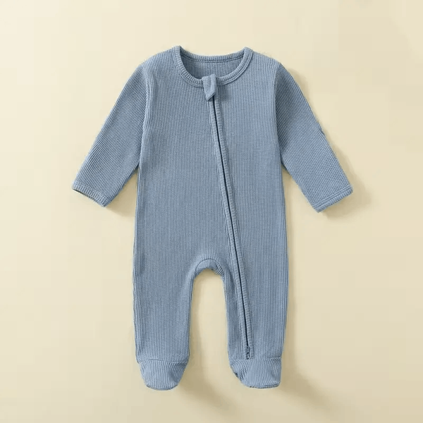 Organic Cotton Baby Romper with Zipper – Footed Long-Sleeve Sleepsuit