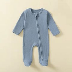 Organic Cotton Baby Romper with Zipper – Footed Long-Sleeve Sleepsuit