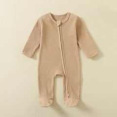 Organic Cotton Baby Romper with Zipper – Footed Long-Sleeve Sleepsuit